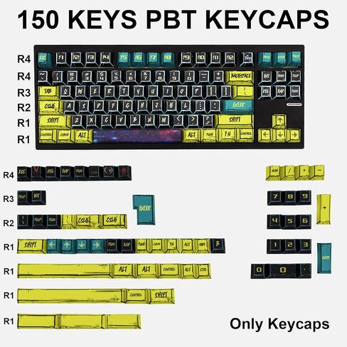 anime pbt keycaps- keycaps theme manga اليابانية مجموعة 150 مفتاح ، كرز ملف تعريف الصبغة المخصص keycap النمط الحد الأدنى للكرز gateron mx لوحات المفاتيح الميكانيكية in Kuwait
