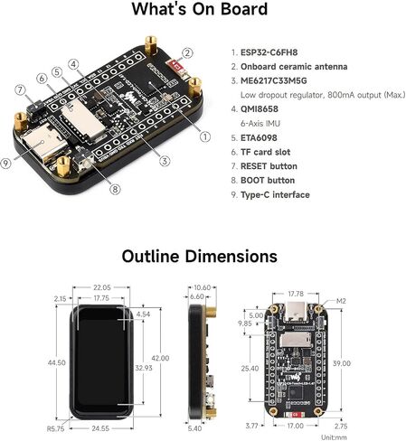 Waveshare ESP32-C6 1.47inch لوحة تطوير اللمس ، دقة 172 × 320 ، لون العرض 262k ، يدعم Wi-Fi 6 / Ble 5 ، 160 ميجا هرتز RISC-V المعالج in Saudi Arabia
