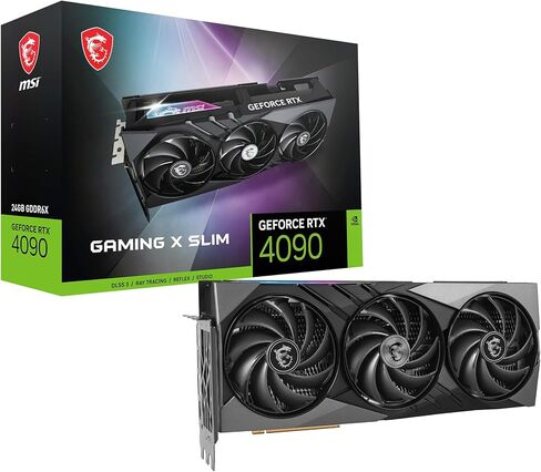 MSI Gaming GeForce RTX 4090, 24GB GDRR6X, 384-Bit, Extreme Clock: 2595 MHz, HDMI/DP Nvlink Tri-Frozr 3 Ada Lovelace Architecture OC Graphics Card (RTX 4090 Gaming X Slim 24G) in Saudi Arabia