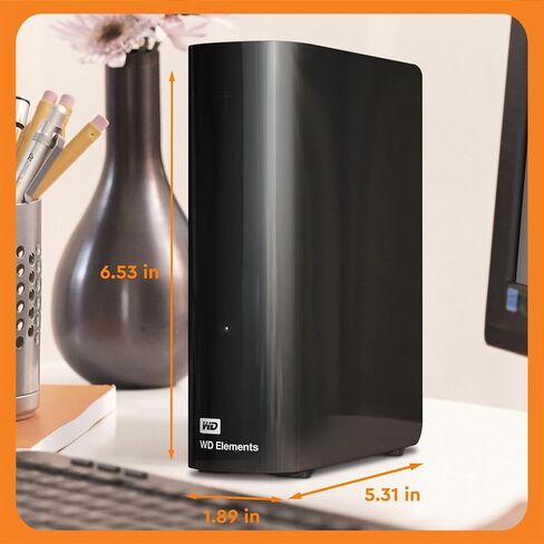 العناصر WD 22TB محرك أقراص ثابتة خارجي ، تخزين HDD سطح المكتب ، USB 3.0 معدلات نقل سريعة ، سهلة الإضافة على التخزين لجميع صورك ومقاطع الفيديو والموسيقى والمستندات والأسود in Saudi Arabia