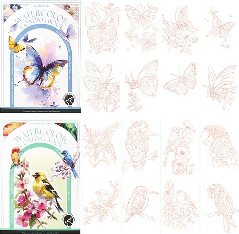 20PCS Watercolor Painting Books Pocket Watercolor Painting Set DIY Coloring Graffiti Bookmarks Cartoon Notepaper with Pigments and Painting Brush(Fairytale Dream) in Kuwait