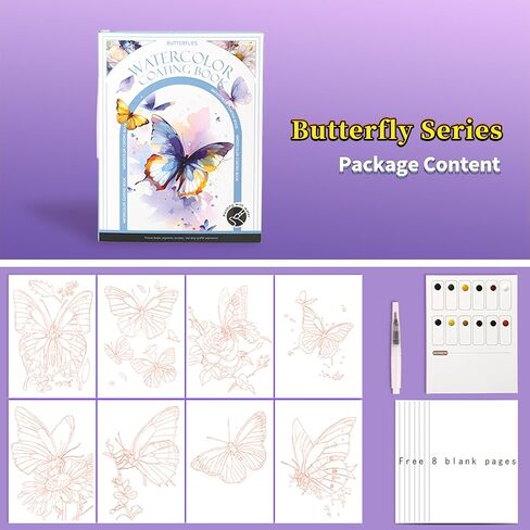 20PCS Watercolor Painting Books Pocket Watercolor Painting Set DIY Coloring Graffiti Bookmarks Cartoon Notepaper with Pigments and Painting Brush(Fairytale Dream) in Kuwait