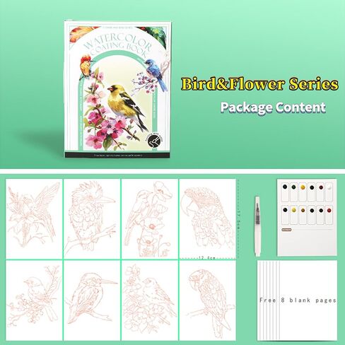 20PCS Watercolor Painting Books Pocket Watercolor Painting Set DIY Coloring Graffiti Bookmarks Cartoon Notepaper with Pigments and Painting Brush(Fairytale Dream) in Kuwait