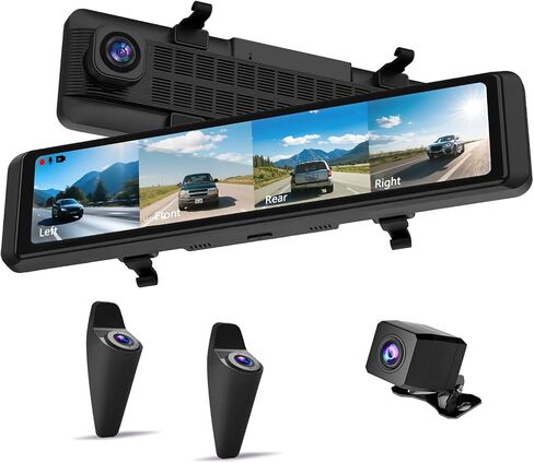 MUYACDST'G 12''Rear View Mirror Camera,4-Channel Mirror with BSD Blind spot Monitoring, 2K Front Lens+FHD1080Px3,Reverse Assist, Streaming Function,Parking Monitoring,Free 128GB Card in Saudi Arabia