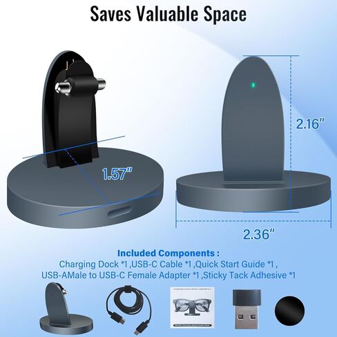 تشتمل رصيف شاحن النظارات الذكية ، محطة شحن سريعة مع ضوء LED ، على 39 "من النوع C إلى C Cable & Type-C إلى محول USB ، متوافق مع نظارات Ray-Ban Meta in Kuwait