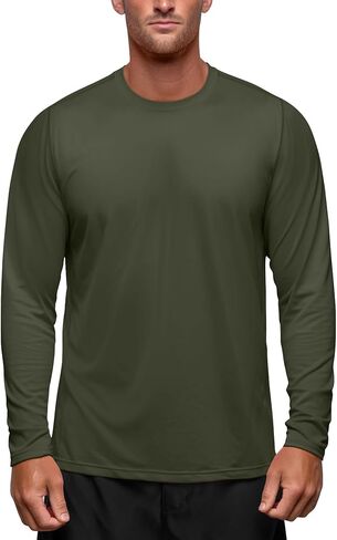 Moisture Wicking Athletic Shirts for Men Long Sleeve Workout Running Gym Performance Tee UV/Sun Protection in Kuwait