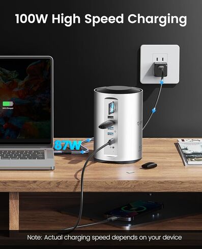 ORICO USB-C Triple Monitor Docking Station with 3 HDMI Ports, 15-in-1 USB C Laptop Dock for MacBook Pro M1/M2/Windows, 7 USB Ports, Ethernet,100W PD, SD/TF Card Reader, 3.5mm Audio (Silver) in Saudi Arabia