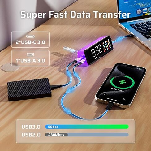 محطة إرساء الكمبيوتر المحمول LTC ، ومركز USB C 7-in-1 مع شاشة ، وتطبيقات متعددة مدمجة ، ومحول متعدد الأطوار مع HDMI 4K@60Hz ، و 90W توصيل الطاقة ، ومنافذ بيانات USBC و USBA ، ودونجل ل macBook ، و Dell ، والمزيد in Kuwait