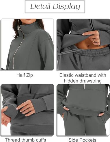 Eisctnd Women's Clothing Suits Sets 2 Piece Sweatshirt Pants Outfits Jogger Sets for Women Tracksuit Hoodie DarkGrey M in Saudi Arabia