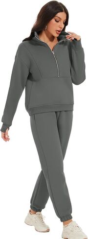 Eisctnd Women's Clothing Suits Sets 2 Piece Sweatshirt Pants Outfits Jogger Sets for Women Tracksuit Hoodie DarkGrey M in Saudi Arabia