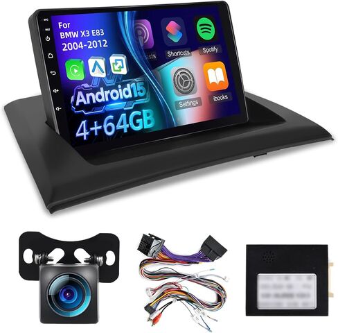 [8 Core 4 + 64g] لـ BMW X3 E83 2004-2012 Android 15 Radio ، 9 بوصة IPS شاشة اللمس ستيريو-طراز سيارة ثلاثية الأبعاد ، مروحة التبريد ، 5G/WIFI ، GPS ، DSP HI-RES ، تصميم واجهة مستخدم مخصصة + كاميرا احتياطية + canbus in Kuwait