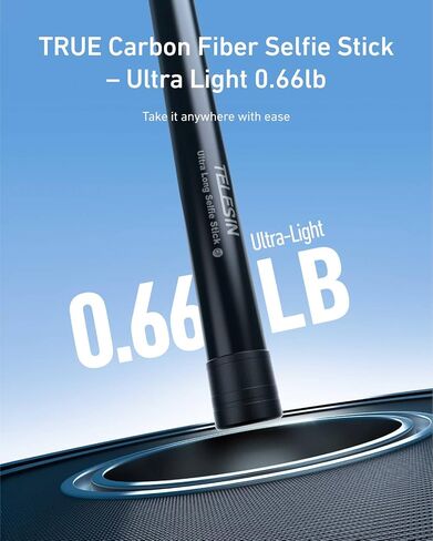 TELESIN Selfie Stick Pole Long (118"/3M ) Carbon Fiber Waterproof for GoPro Max Hero 11 10 9 DJI Action 3 4 Insta360 X3 GO3 Bike Motorcycle Accessory in Kuwait