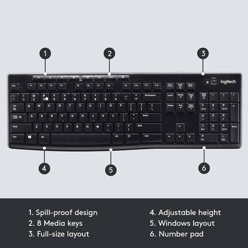 لوحة مفاتيح Logitech اللاسلكية K270 مع اللاسلكي طويل المدى (متجدد) in Saudi Arabia