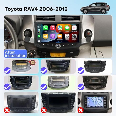 10.88 inch Car Radio for Toyota RAV4 2006-2012 Upgrade Stereo Radio Replacement with CarPlay Touch Screen Android Auto Bluetooth GPS SWC WiFi Backup Camera Fast Charge in Saudi Arabia