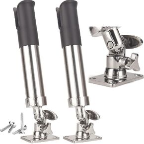 2-Pack Stainless Steel Fishing Rod Holder | 360° Rotating Deck Mount | 1.8" Rod Compatibility | Trolling Rod Holder for Boats, Yachts & Kayaks in Kuwait