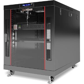 Sysracks 35-inch Deep Server Rack Cabinet It Enclosure Premium Series Data It Locking Under Desk Network Rack on Casters/LCD Screen/Thermosystem / 2 X Fans/Vented Rear Door (12U (24"w x 35"d x 25"h)) in Saudi Arabia