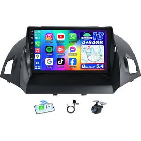 Car Radio for Ford Escape 2013-2018: 4GB RAM+ 64G ROM 5G WiFi 9" 1280 * 800 Touch Screen Stereo, Wireless Carplay Android Auto Bluetooth GPS RDS DSP HiFi FM Mirror Link SWC Backup Camera Mic in Kuwait