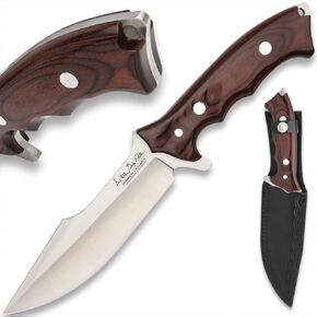 جيل هيبن ليجاسي المقاتلة الرابع مع غمد الجلود | 5CR15MOV شفرة الفولاذ المقاوم للصدأ | إصبع أخدود مقبض مقبض Pakkawood | للهواء الطلق واليوم | الطول الكلي 12 1/8 " in Kuwait