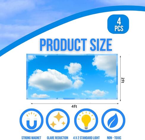 ShadeMAGIC Fluorescent Light Filter Covers (Mocha) - Diffuser Pack; Eliminate Harsh Glare That Causes Eyestrain and Head Strain The The Classroom or at Office. (4) in Kuwait