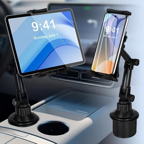 Cup Holder Tablet Mount, iPad Holder for Car Heavy Duty for 4.7-14" iPad & Phone, Truck Cup Mount with 360 Rotatable Adjustable Arm iPhone Tablet Stand Travel Accessories for Driver, ipad Holder Stand in Saudi Arabia