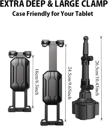 Cup Holder Tablet Mount, iPad Holder for Car Heavy Duty for 4.7-14" iPad & Phone, Truck Cup Mount with 360 Rotatable Adjustable Arm iPhone Tablet Stand Travel Accessories for Driver, ipad Holder Stand in Saudi Arabia
