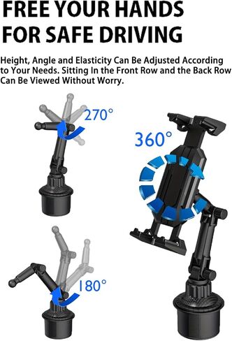 Cup Holder Tablet Mount, iPad Holder for Car Heavy Duty for 4.7-14" iPad & Phone, Truck Cup Mount with 360 Rotatable Adjustable Arm iPhone Tablet Stand Travel Accessories for Driver, ipad Holder Stand in Saudi Arabia