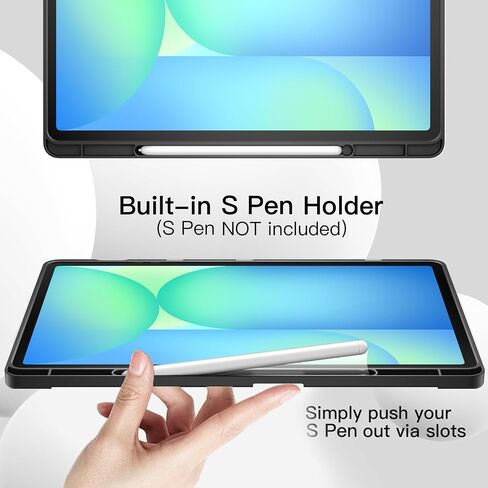 JETech Case for Samsung Galaxy Tab S10 FE Plus/S10 FE+ 13.1-Inch with S Pen Holder, Soft TPU Tri-Fold Stand Protective Tablet Cover, Support S Pen Charging, Auto Wake/Sleep (Black) in Saudi Arabia