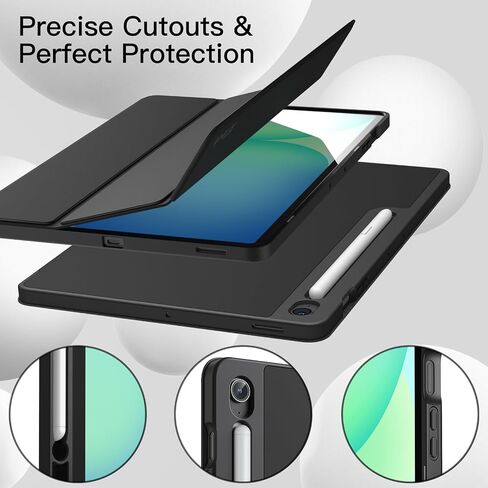 JETech Case for Samsung Galaxy Tab S10 FE Plus/S10 FE+ 13.1-Inch with S Pen Holder, Soft TPU Tri-Fold Stand Protective Tablet Cover, Support S Pen Charging, Auto Wake/Sleep (Black) in Saudi Arabia