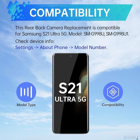 بالنسبة إلى Samsung Galaxy S21 Ultra 5G ، استبدال الكاميرا الخلفية البديلة Main Camera Module REPLAY FOR in Saudi Arabia