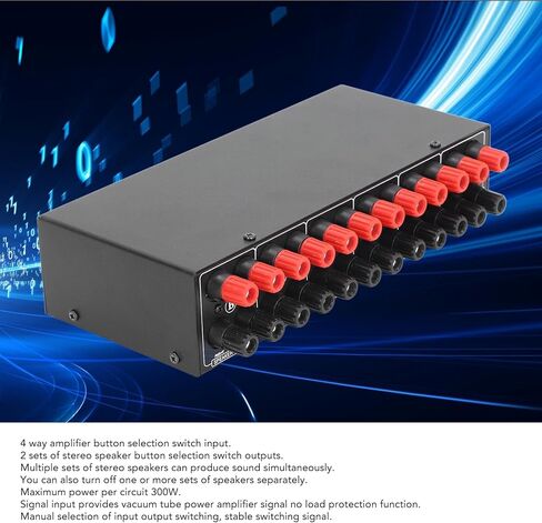 Audio Switch Selector, 4 Amplifier in 2 Speaker Out Audio Selector Box, Passive Selector Switch, Aluminum Alloy Compact Design, for Music Playing, Tool Sets in Saudi Arabia