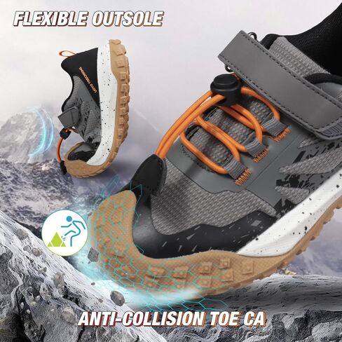 UOVO Boys Hiking Shoes Waterproof Running Fashion Sneakers Breathable Lightweight Non-Slip Outdoors Trekking Sports(Toddler/Little/Big Kids) in Kuwait