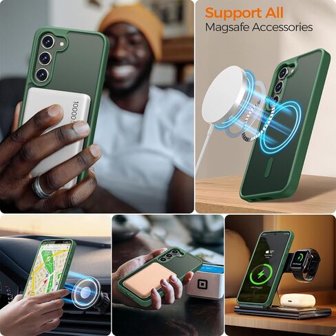 Rayboen for Samsung Galaxy S23 Case Magnetic ، [متوافق مع Magsafe] الجلد الواقي يشعر بغطاء الهاتف غير اللامع لـ Samsung S23 مع ظهورها الصلبة شبه الصلبة ، والطريقة الخضراء غير اللامعة ، والأخضر غير اللامع in Kuwait