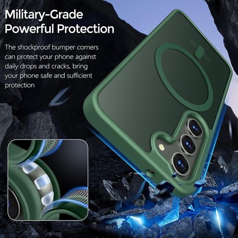 Rayboen for Samsung Galaxy S23 Case Magnetic ، [متوافق مع Magsafe] الجلد الواقي يشعر بغطاء الهاتف غير اللامع لـ Samsung S23 مع ظهورها الصلبة شبه الصلبة ، والطريقة الخضراء غير اللامعة ، والأخضر غير اللامع in Kuwait