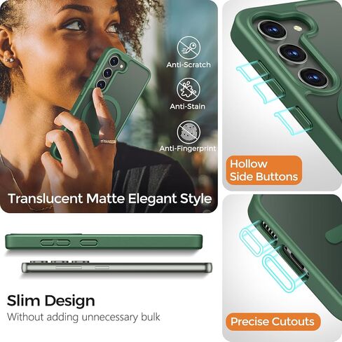 Rayboen for Samsung Galaxy S23 Case Magnetic ، [متوافق مع Magsafe] الجلد الواقي يشعر بغطاء الهاتف غير اللامع لـ Samsung S23 مع ظهورها الصلبة شبه الصلبة ، والطريقة الخضراء غير اللامعة ، والأخضر غير اللامع in Kuwait