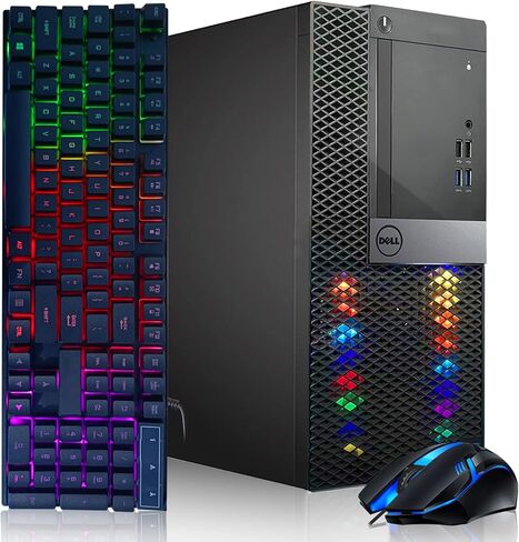 Dell Gaming PC Desktop Computer, Intel Quad Core i5 up to 3.6G, GeForce GTX 1660 Super 6G GDDR6, 16G, 256G SSD + 3TB, RGB Keyboard & Mouse, WiFi & Bluetooth 5.0, Windows 11 Pro (Renewed) in Saudi Arabia