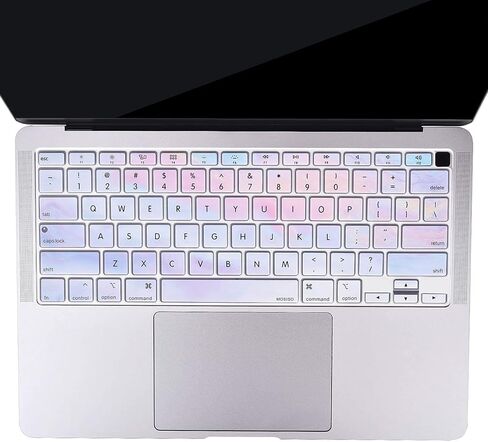 غطاء لوحة المفاتيح متوافق فقط مع MacBook Air 13 Inch 2021 2020 الإصدار A2337 M1 A2179 شاشة شبكية شبكية مع لوحة مفاتيح سحرية معرف اللمس ، جلد واقي مقاوم للماء ، سحب ملونة in Saudi Arabia