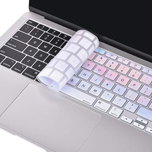 غطاء لوحة المفاتيح متوافق فقط مع MacBook Air 13 Inch 2021 2020 الإصدار A2337 M1 A2179 شاشة شبكية شبكية مع لوحة مفاتيح سحرية معرف اللمس ، جلد واقي مقاوم للماء ، سحب ملونة in Saudi Arabia