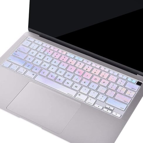 غطاء لوحة المفاتيح متوافق فقط مع MacBook Air 13 Inch 2021 2020 الإصدار A2337 M1 A2179 شاشة شبكية شبكية مع لوحة مفاتيح سحرية معرف اللمس ، جلد واقي مقاوم للماء ، سحب ملونة in Saudi Arabia