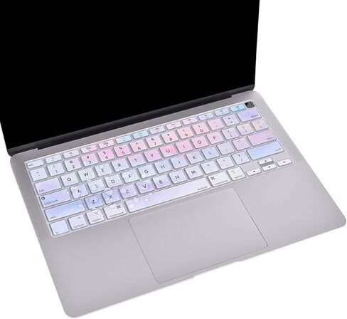 غطاء لوحة المفاتيح متوافق فقط مع MacBook Air 13 Inch 2021 2020 الإصدار A2337 M1 A2179 شاشة شبكية شبكية مع لوحة مفاتيح سحرية معرف اللمس ، جلد واقي مقاوم للماء ، سحب ملونة in Saudi Arabia