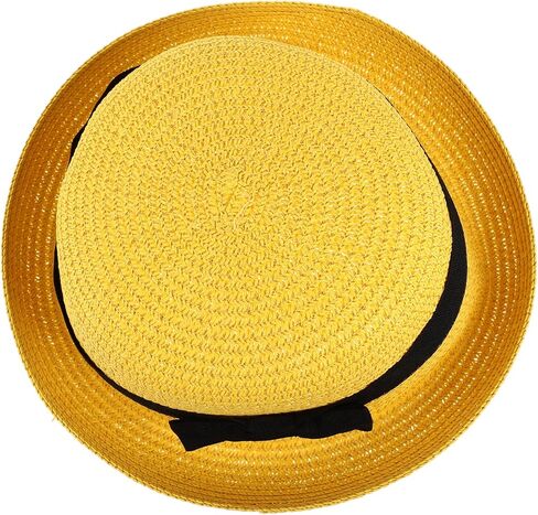 Yellow Straw Sun Hat for Women and Girls: Wide Brim Bowknot Dome Design, Foldable and Packable for Beach and Summer Adventures in Saudi Arabia