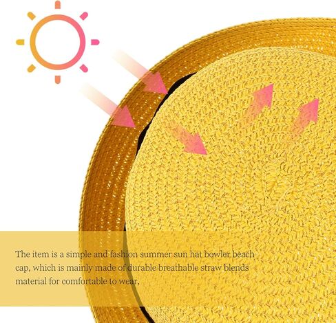 Yellow Straw Sun Hat for Women and Girls: Wide Brim Bowknot Dome Design, Foldable and Packable for Beach and Summer Adventures in Saudi Arabia