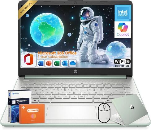 HP 2025 14 "كمبيوتر محمول طالب الأعمال ، معالج Intel N150 ، Office 365 سنة ، ذاكرة الوصول العشوائي 16 جيجا بايت ، تخزين 384 جيجابايت (128 جيجا بايت UFS+256 جيجا بايت MSD) ، Copilot AI ، Wi-Fi 6 ، عمر البطارية الطويل ، الضوء ، Windows 11 Pro ، ملحقات in Saudi Arabia