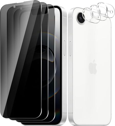 3 حزمة لـ iPhone 16E Privacy Screen Protector + 3 Pack Camera Lens Protector ، 9H صلبة مضادة للتجسس ، مع إطار التثبيت ، مقاوم للخدش (iPhone 16E) in Kuwait