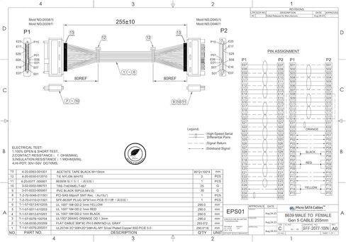 PCIE Gen5 (32GT/S) السرعة SFF -8639 68 PIN U.2 تمديد كابل - 10 بوصات | PCIE GEN5 68 PIN U.2 تمديد كابل لنقل البيانات عالي السرعة و NVME SSDS in Kuwait