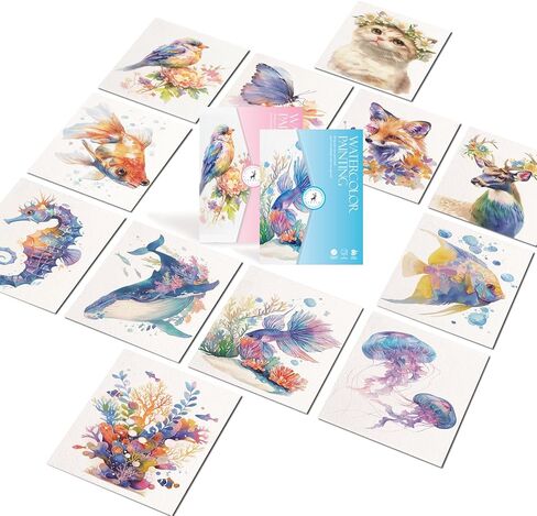مجموعة ورق رسم بالألوان المائية DIY، ورق تلوين بألوان مائية (117 رطل/250 جرامًا للمتر المربع) مجموعة رسم بالألوان المائية هدية فنية للمراهقين والبالغين المبتدئين (الفتيات والزاوية) in Kuwait