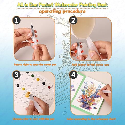 مجموعة ورق رسم بالألوان المائية DIY، ورق تلوين بألوان مائية (117 رطل/250 جرامًا للمتر المربع) مجموعة رسم بالألوان المائية هدية فنية للمراهقين والبالغين المبتدئين (الفتيات والزاوية) in Kuwait