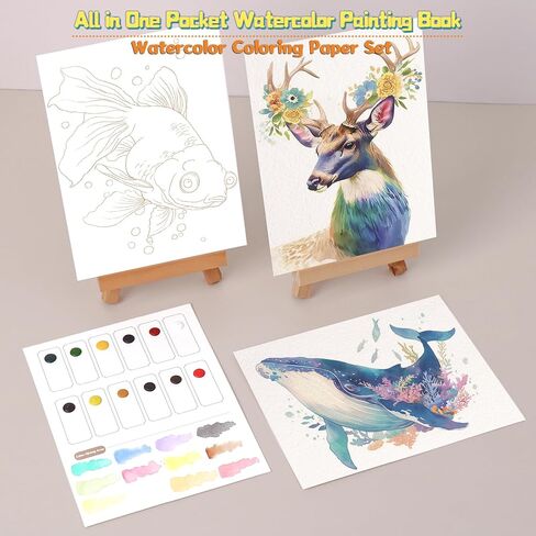 مجموعة ورق رسم بالألوان المائية DIY، ورق تلوين بألوان مائية (117 رطل/250 جرامًا للمتر المربع) مجموعة رسم بالألوان المائية هدية فنية للمراهقين والبالغين المبتدئين (الفتيات والزاوية) in Kuwait