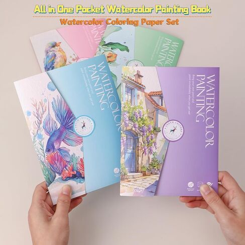 مجموعة ورق رسم بالألوان المائية DIY، ورق تلوين بألوان مائية (117 رطل/250 جرامًا للمتر المربع) مجموعة رسم بالألوان المائية هدية فنية للمراهقين والبالغين المبتدئين (الفتيات والزاوية) in Kuwait