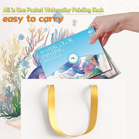 مجموعة ورق رسم بالألوان المائية DIY، ورق تلوين بألوان مائية (117 رطل/250 جرامًا للمتر المربع) مجموعة رسم بالألوان المائية هدية فنية للمراهقين والبالغين المبتدئين (الفتيات والزاوية) in Kuwait