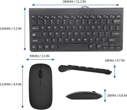 لوحة المفاتيح السلكية والسرد الفأر ، لوحة مفاتيح Ultra Slim Design USB ومجموعة الماوس ، مناسبة لجهاز الكمبيوتر المحمول للكمبيوتر (الأسود) in Saudi Arabia